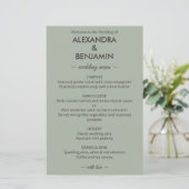 Modern Minimalistische Trouw | Saliegroen menu (Staand voorkant)