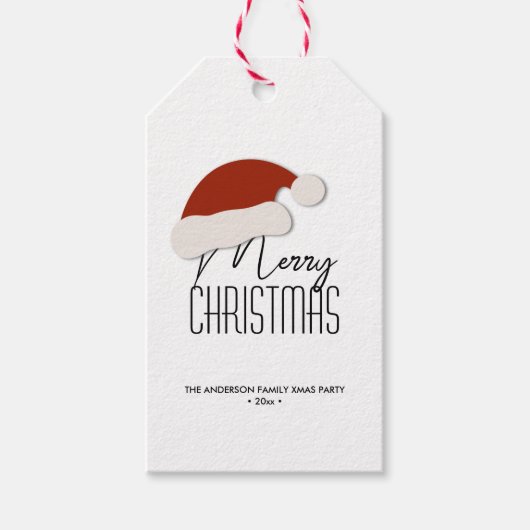 Modern minimalistische typografie Merry Kerstparty Cadeaulabel (Voorkant)