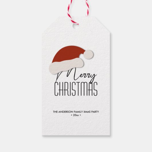 Modern minimalistische typografie Merry Kerstparty Cadeaulabel (Achterkant)