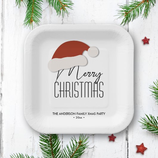 Modern minimalistische typografie Merry Kerstparty Papieren Bordje