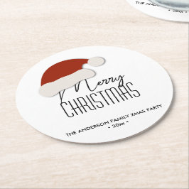 Modern minimalistische typografie Merry Kerstparty Ronde Kartonnen Onderzetter