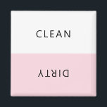 Modern minimalistische wasmachine Clean Dirty Magn Magneet<br><div class="desc">Moderne,  minimalistische pastelroze afwasmachine,  schone of vuile magneet om de afwas in de keuken thuis aan te geven.</div>