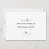 Modern Minimalistische We Said Yes Foto Bruiloft Aankondiging (Achterkant)