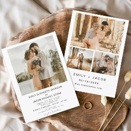 Modern minimalistische White Wedding Foto 4 Kaart