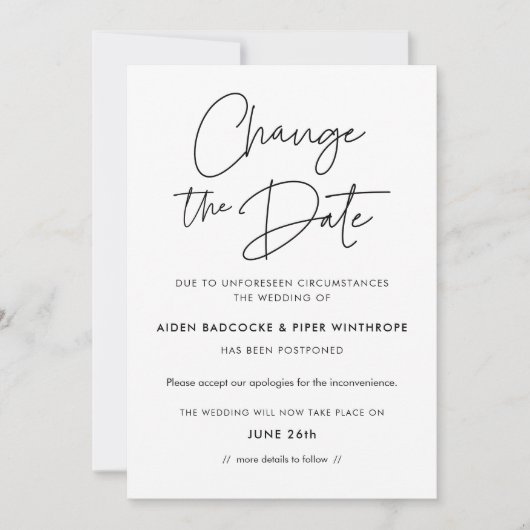 Modern minimalistische wijziging van de datum trou kaart (Voorkant)