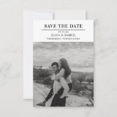 Modern minimalistische zwart-wit foto save the dat date (Voorkant)