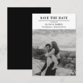 Modern minimalistische zwart-wit foto save the dat date (Voorkant / Achterkant)