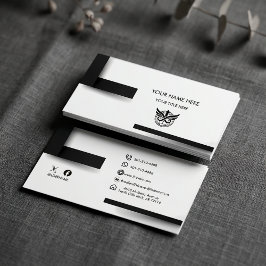 Modern Minimalistische Zwart-Wit Logo Visitekaartj Visitekaartje