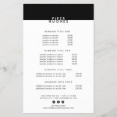 Modern Minimalistische Zwart-Wit Prijslijst/Dienst Flyer (Voorkant)
