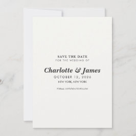 Modern minimalistische zwart-wit save the date