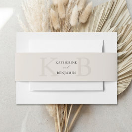 Modern Minimalistische Zwarte en Ivoren Monogram B Uitnodigingen Wikkel