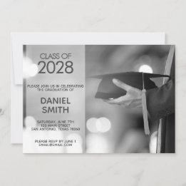 Modern Minimalistische Zwarte en Witte Foto Afstud Kaart