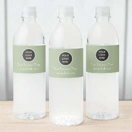 Modern Minimalistische Zwarte Salie Aangepast logo Waterfles Etiket