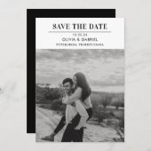 Modern Minimalistische Zwarte Witte Foto Save the Save The Date (Voorkant / Achterkant)