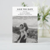 Modern Minimalistische Zwarte Witte Foto Save the  Save The Date (Staand voorkant)