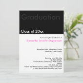 Modern Minimilast Black White Roze Afstuderen Kaart (Staand voorkant)