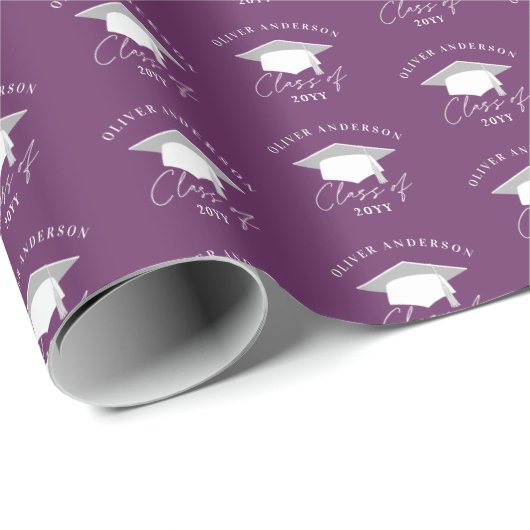 Modern minimum elegant purple class of graduation cadeaupapier (Rol Hoek)