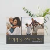Modern Minimum Happy Kwanzaa Two Photo Holiday Car Feestdagenkaart (Staand voorkant)