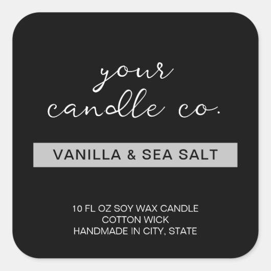 Modern minimumaantal zwarte kaarsen vierkante sticker (Voorkant)