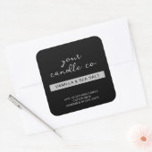 Modern minimumaantal zwarte kaarsen vierkante sticker (Envelop)