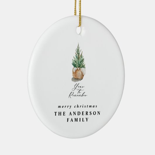 modern minimumjaar om de kerstboom te herinneren keramisch ornament (Rechts)