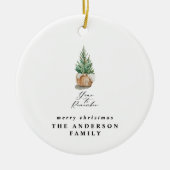 modern minimumjaar om de kerstboom te herinneren keramisch ornament (Voorkant)