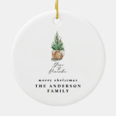 modern minimumjaar om de kerstboom te herinneren keramisch ornament (Achterkant)