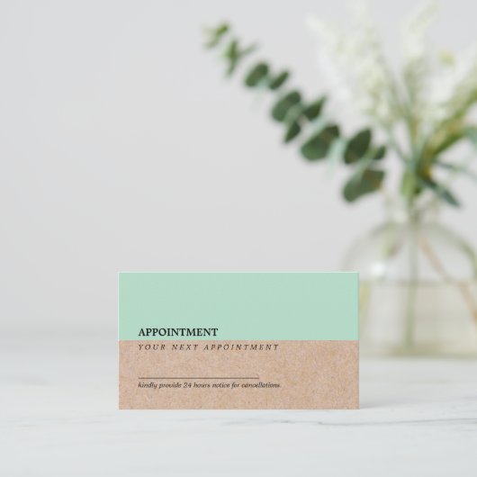 Modern Mint Accent PrintedKraft Appointment Visitekaartje (Staand voorkant)