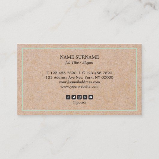 Modern Mint Accent PrintedKraft Appointment Visitekaartje (Achterkant)