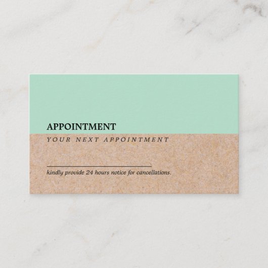 Modern Mint Accent PrintedKraft Appointment Visitekaartje (Voorkant)