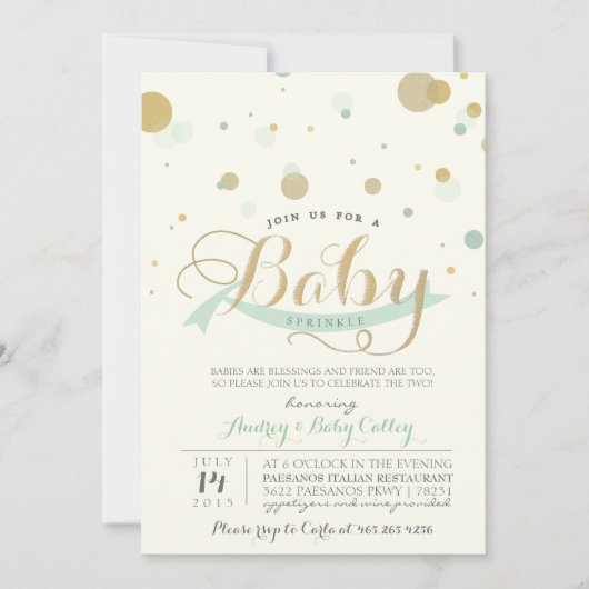 Modern Mint Baby Sprinkle Baby shower Kaart (Voorkant)