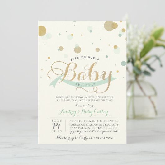 Modern Mint Baby Sprinkle Baby shower Kaart (Staand voorkant)