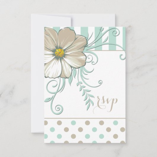 MODERN MINT BISQUE STIPPEN EN STRIPEN RSVP KAARTJE (Voorkant)