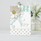 MODERN MINT BISQUE STIPPEN EN STRIPEN RSVP KAARTJE (Staand voorkant)