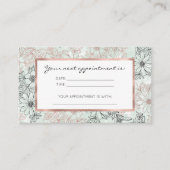 Modern Mint Black Roos Gold Floral Marble Afsprakenkaartje (Voorkant)