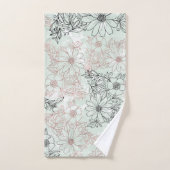 Modern Mint Black Roos Gold Floral Marble Bad Handdoek (Handdoek)