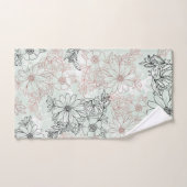 Modern Mint Black Roos Gold Floral Marble Bad Handdoek (Handdoek)