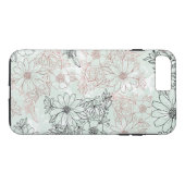 Modern Mint Black Roos Gold Floral Marble Case-Mate iPhone Case (Achterkant (Horizontaal))