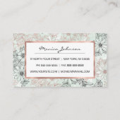 Modern Mint Black Roos Gold Floral Marble Klantenkaartje (Achterkant)