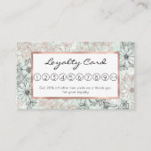 Modern Mint Black Roos Gold Floral Marble Klantenkaartje (Voorkant)