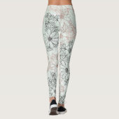 Modern Mint Black Roos Gold Floral Marble Leggings (Achterkant)