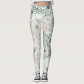 Modern Mint Black Roos Gold Floral Marble Leggings (Voorkant)