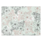 Modern Mint Black Roos Gold Floral Marble Tafelkleed (Voorkant (Horizontaal))