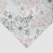 Modern Mint Black Roos Gold Floral Marble Tissuepapier (Detail)