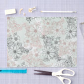 Modern Mint Black Roos Gold Floral Marble Tissuepapier (Craft)