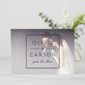 Modern Mint Black Script WeduwMonogram Foto Bedankkaart (Staand voorkant)