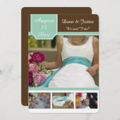 Modern Mint Brown Photo Collage Post Wedding Kaart (Voorkant / Achterkant)