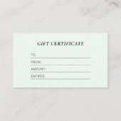 Modern Mint Business Logo Cadeaubon Visitekaartje (Achterkant)