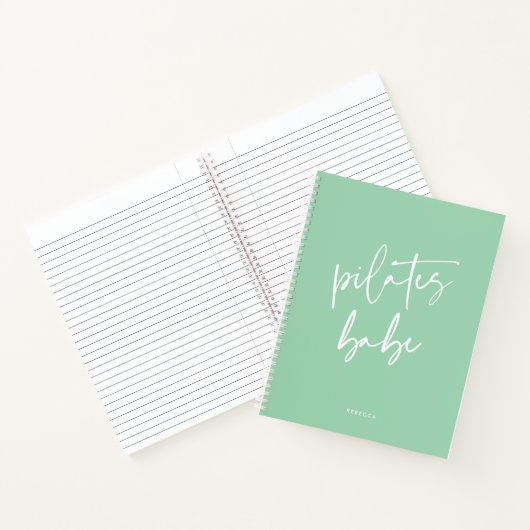 Modern Mint Calligraphy Workout Gym Pilates Babe Notitieboek (Binnen)