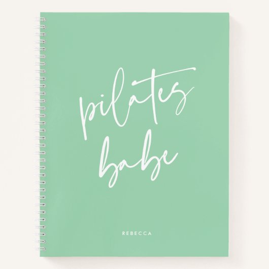 Modern Mint Calligraphy Workout Gym Pilates Babe Notitieboek (Voorkant)